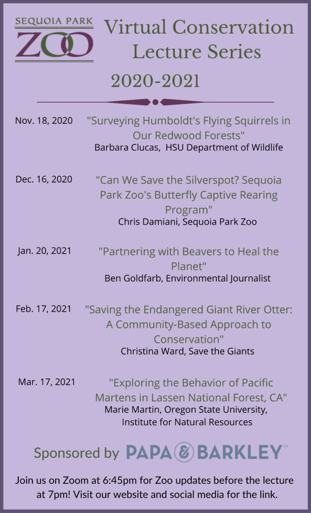 conservation lecture schedule for sequoia park zoo 2020-2021