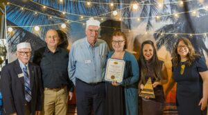 Photo Credit: Arcata Chamber of Commerce. Sequoia Park Zoo Foundation Board and Staff accept the 2024 Hospitality and Tourism of the Year Award. Left to Right: Board Members: Chuck Dominick, Roy Corsetti, Jeff Lamoree, Candy Stockton-Joreteg and Staff Members: Alegria Sita and Ashley Osia